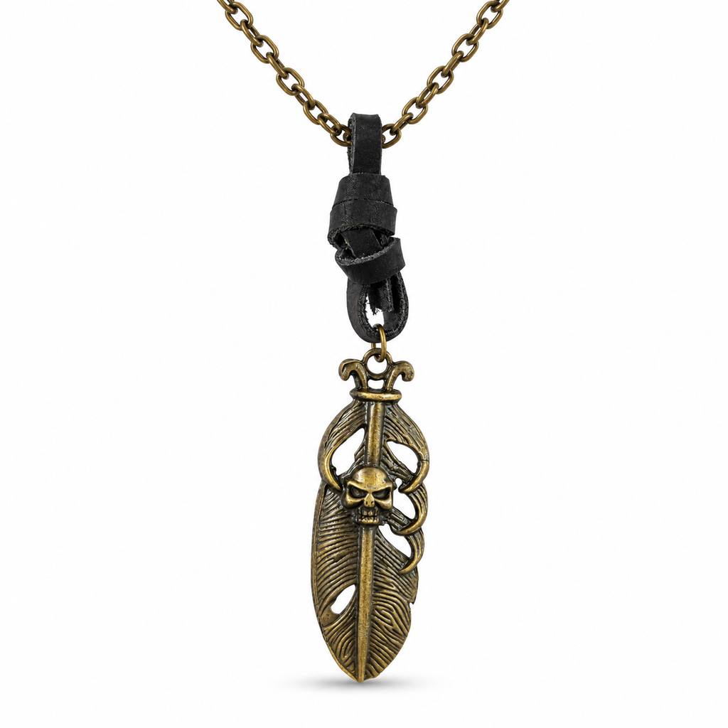 Feather Skull Pendant
