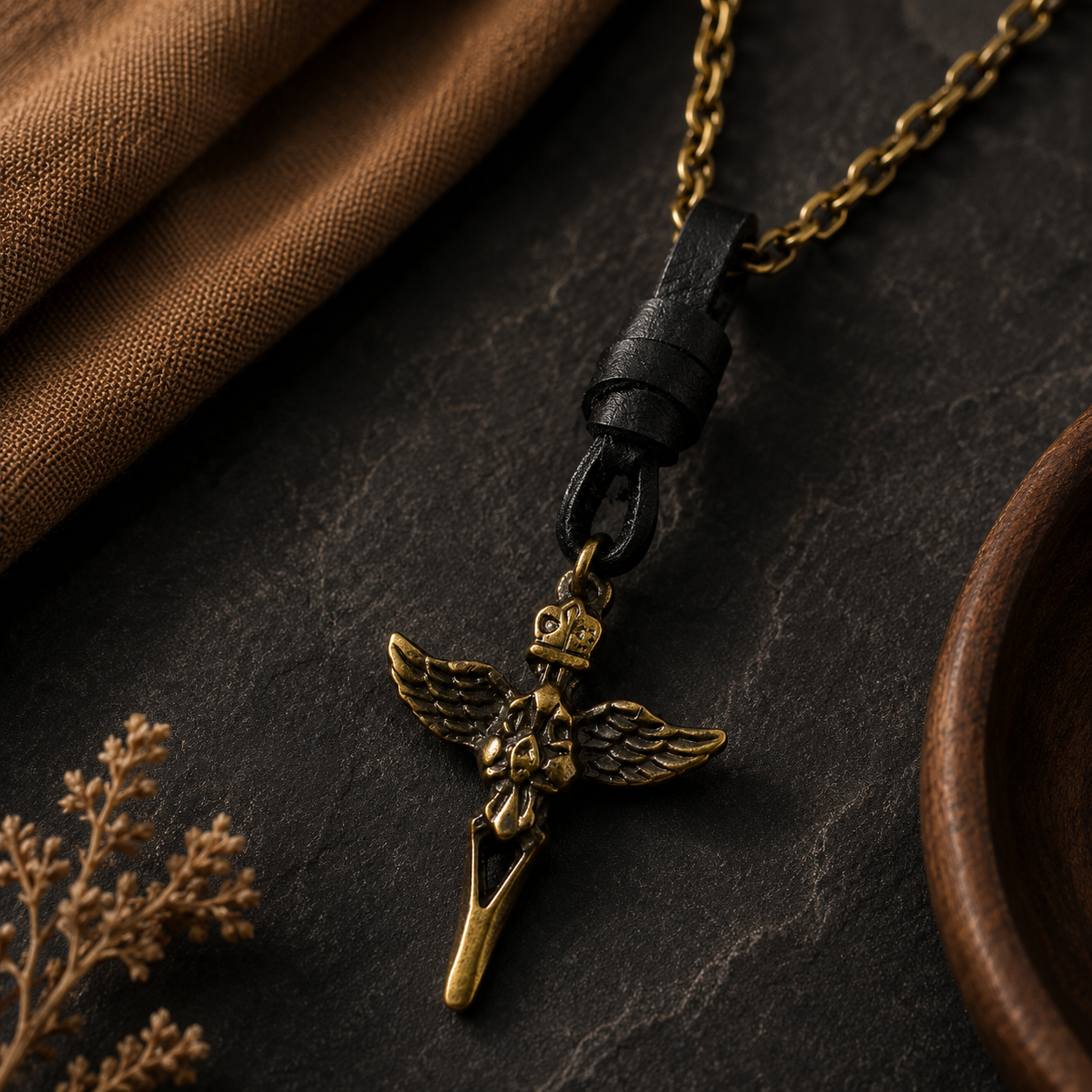 Angel Wings Skull Pendant