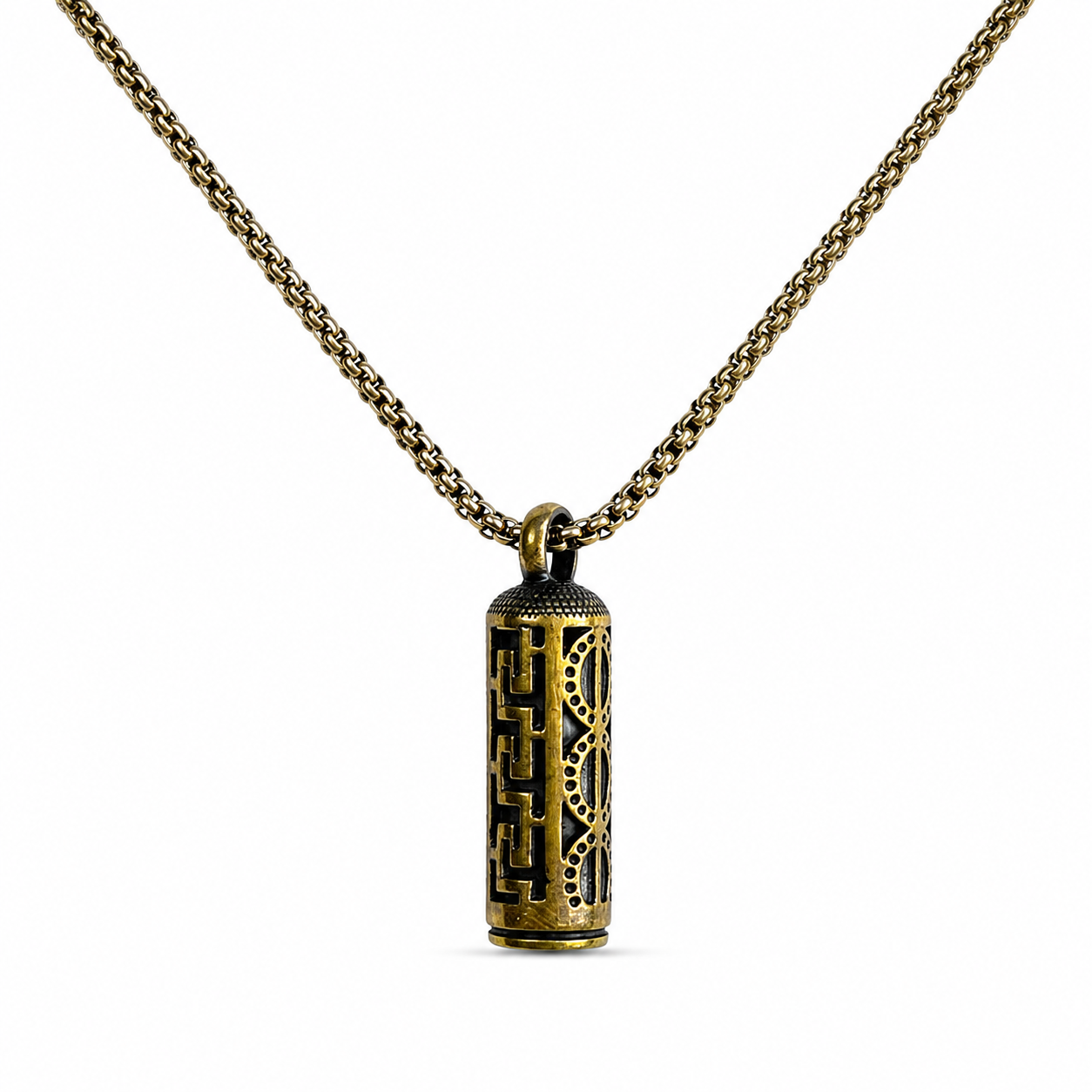 Bronze Geometric Cylinder Pendant