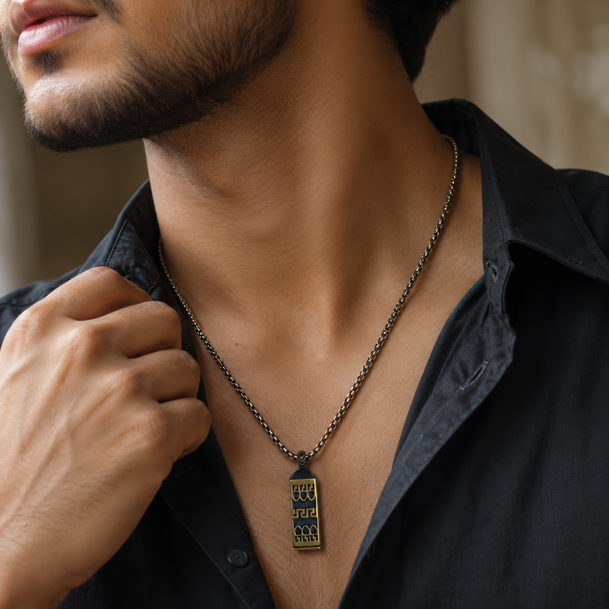 Greek Pattern Tag Pendant