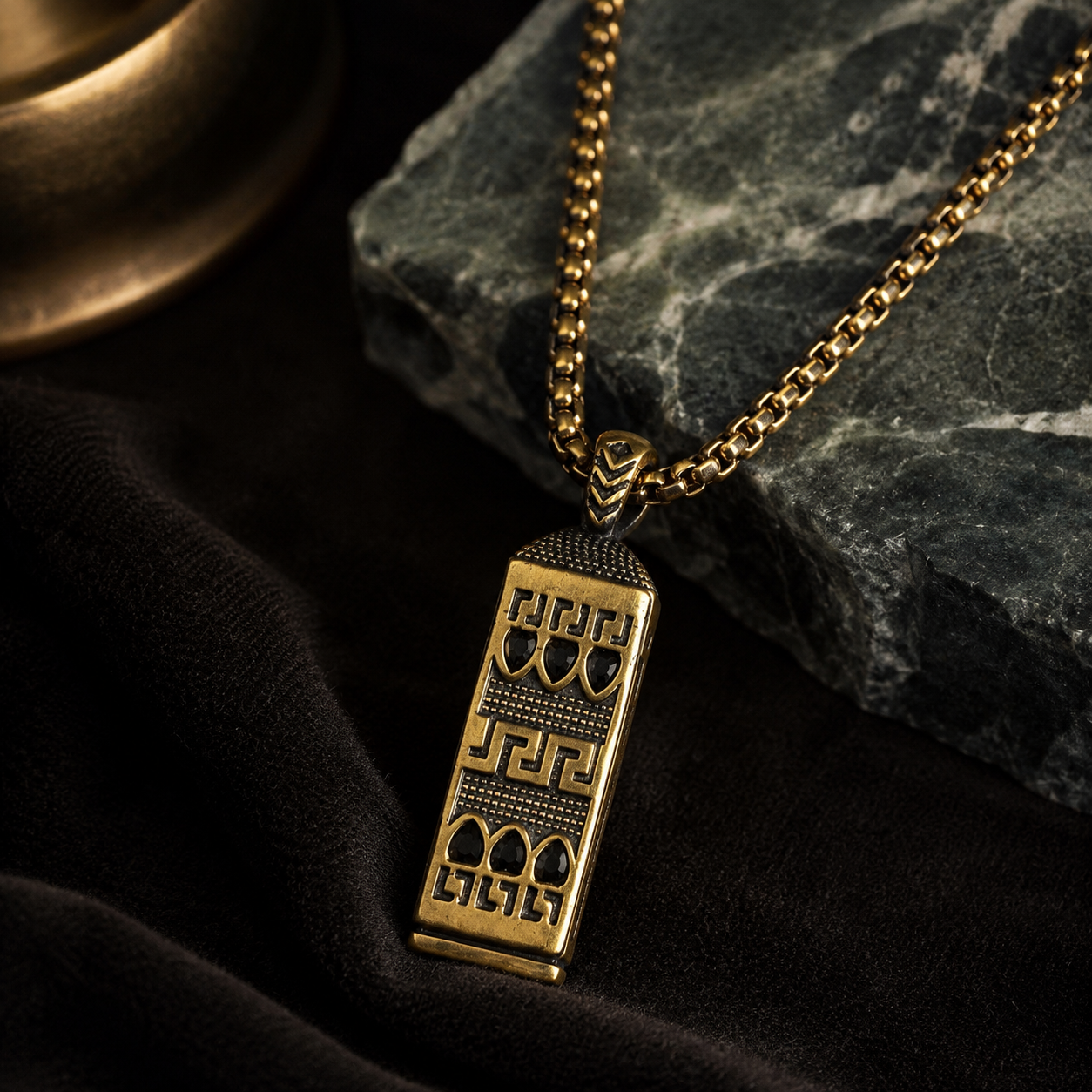 Greek Pattern Tag Pendant