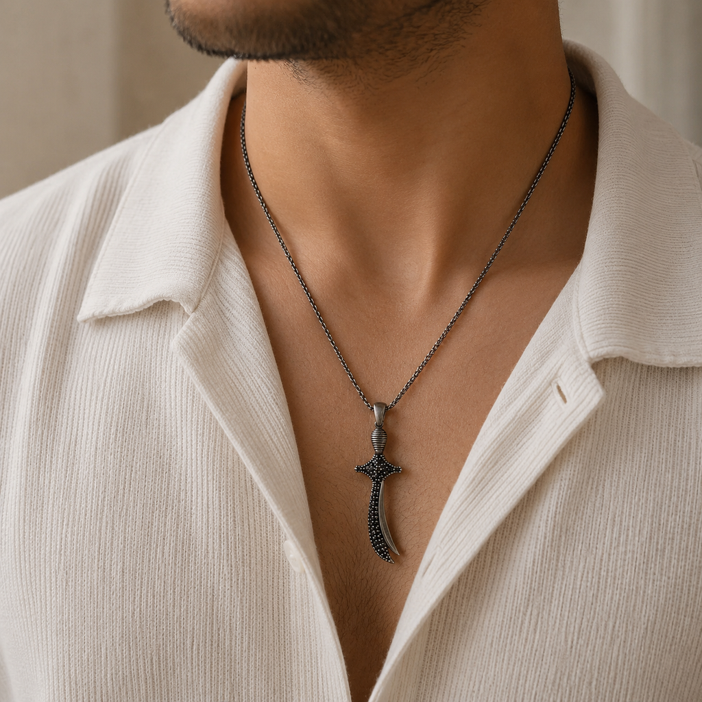 Curved Black Zulfiqar Pendant