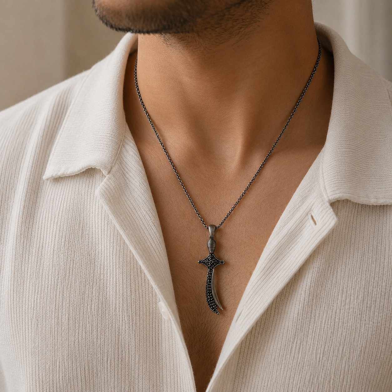 Curved Black Zulfiqar Pendant