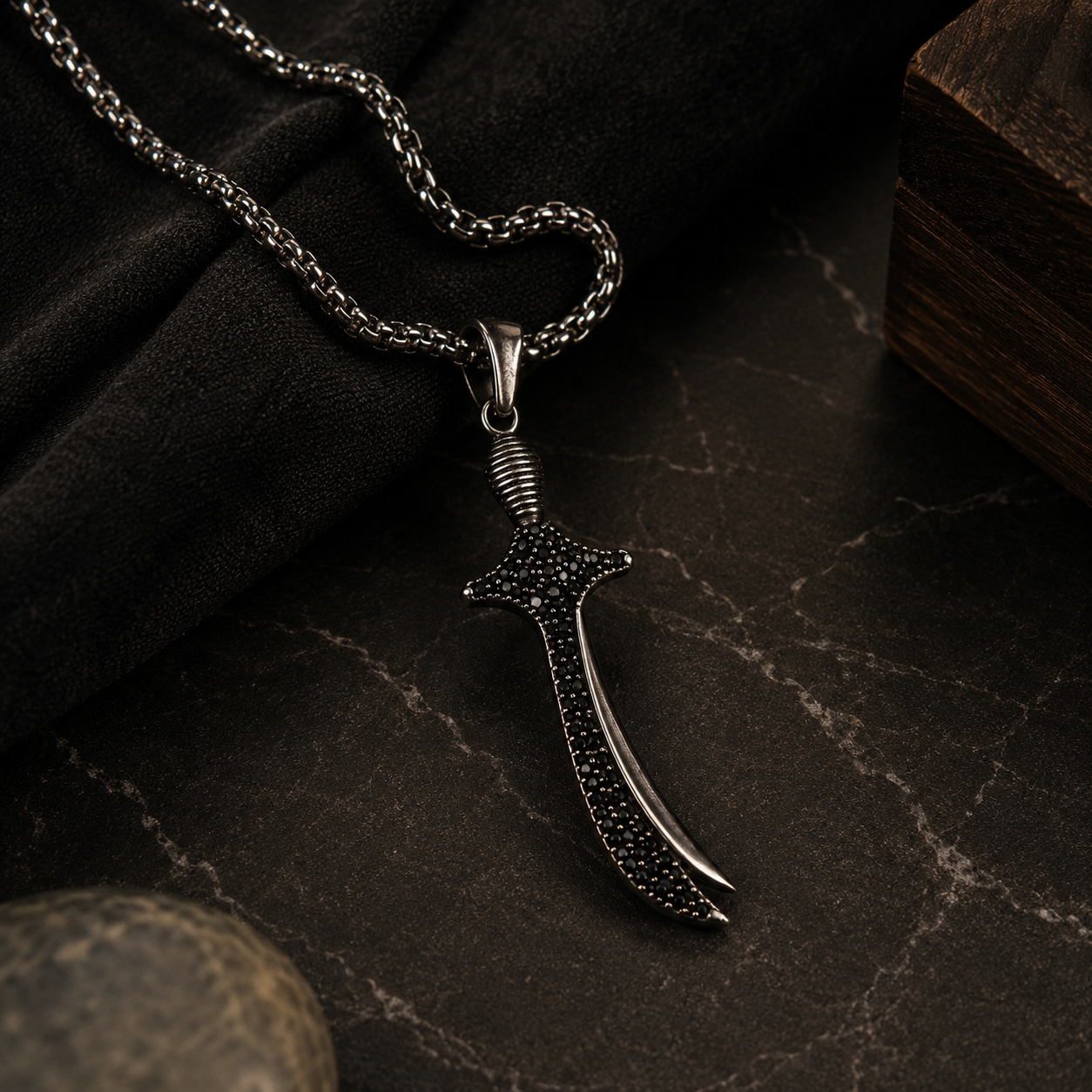 Curved Black Zulfiqar Pendant